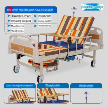 Медицинская мебель: Многофункциональная кровать с туалетом и матрасом, новые 24/7 доставка — 5