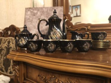 Çay dəstləri və servizlər: Çay dəsti, rəng - Qara, Farfor