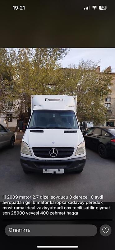 mercedes maqnitola: Mercedes-Benz Sprinter soyuduculu yük maşını - İl: 2009 - Mühərrik — 1