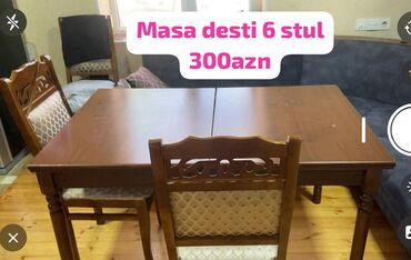 Divan və kreslo dəstləri: Masa desti satilir 6 stulla 300.azn.yaxs veziyyetededr mohkem destdir