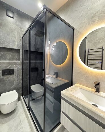 Duş kabinaları, arakəsmələr: Yeni Üstü açıq kabina, Künc üçün, Pulsuz çatdırılma — 14