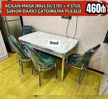 en ucuz perdeler: Mətbəx/dining dəsti – masa və 4 ədəd stul - Ölçü: 70 x 120 sm — 7