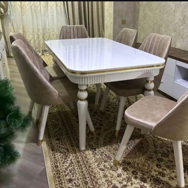 Masa və oturacaq dəstləri: Qonaq otağı üçün, Yeni, Açılmayan, Dördbucaq masa, 6 stul -da lalafo.az — 6 Masa və oturacaq dəstləri: Qonaq otağı üçün, Yeni, Açılmayan, Dördbucaq masa, 6 stul — 6