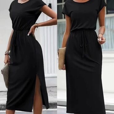 midi haljine h: XL (EU 42), color - Black, Cocktail, Short sleeves