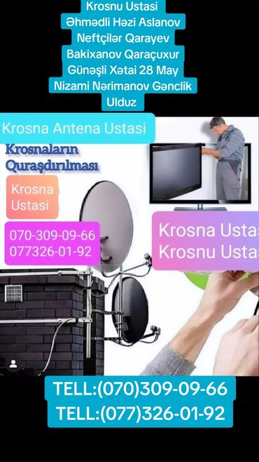 krosna antenalarin satisi: Peyk antenalarının quraşdırılması | Quraşdırılma, Təmir, Tənzimlənmə