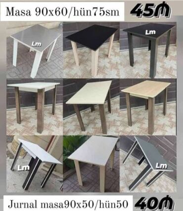 Masalar Yeni və sifarişlə Qiymət: 45₼ Masa 90x60/hün75 Qiymət