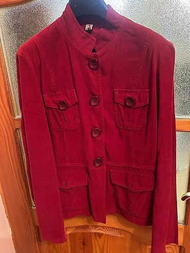 mexmer parca: Qırmızı məxməri (corduroy) qadın jaketi - Rəng: dərin qırmızı/bordo - — 2