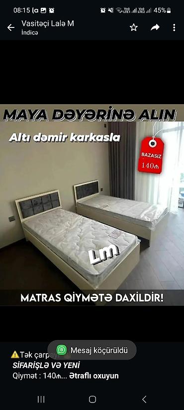 Sifarişlə mebel: ⚠️Tək çarpayı*👑 _*SİFARİŞLƏ VƏ YENİ*_ Qiymət : 140₼ — 1