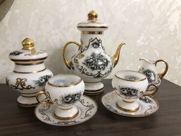 Çaydanlar və qəhvədanlar: Çay dəsti, rəng - Ağ, Xrustal, 2 nəfərlik, Çexiya