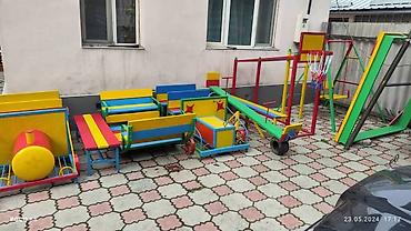 Детские качели: Скамейка домик беседка песочница качеля турник паравозик — 3