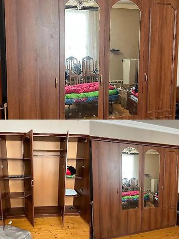 asılqan satılır: 4 qapılı dolab satılır – 120 AZN. - Material: taxta rəngli laminat — 1