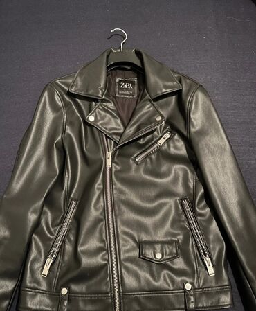 celvin kleine jakne: Leather jacket Faux leather, L (EU 52), Zara, color - Black