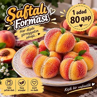 35 yaş tortu: Şaftalı formasında desert – hər dişdə şirniyyatın zövqü! • Şaftalı — 1