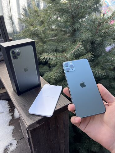 Apple iPhone: IPhone 11 Pro Max, Б/у, 256 ГБ, Matte Midnight Green, Зарядное устройство, Чехол, Кабель, 100 %