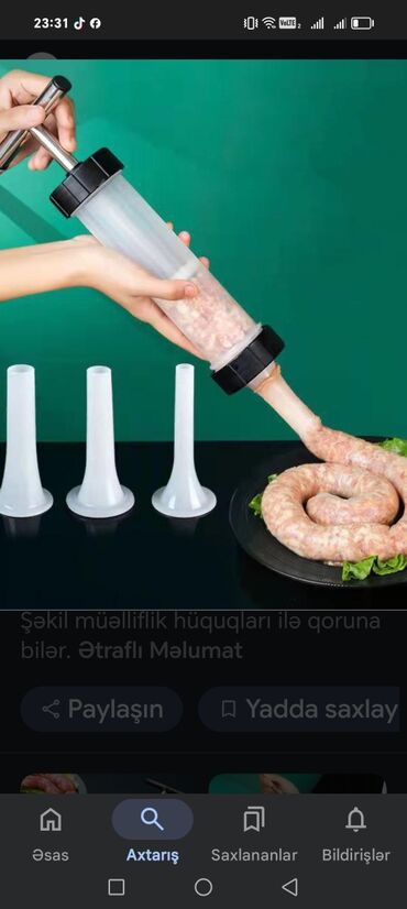 Kolbasa, sosiska aparatları: Kolbasa hazirlanmasi üçün şpris — 6