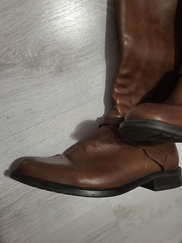 martens cena: Ženske kožne čizme do kolena – braon - Materijal: prirodna koža — 6