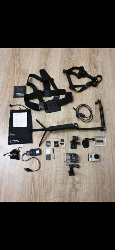 fotoaparat aksesuarlari: GoPro Hero 3 ideal vəziyyətdə, aksessuarlari ilə birlikdə, xamsi