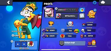 Digər oyun və konsollar: Brawl Stars hesabı - Profil adı: WTŞahibzzz (ID: #28Q1LGVCL) -