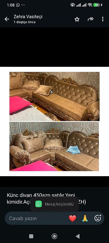 Künc divan 450azn satılır.Yeni kimidir.Açılmır.Unvan Masazır (ZH)