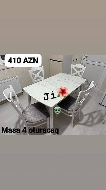 stol stul metbex: Mətbəx üçün, Yeni, Dördbucaq masa, 4 stul — 1