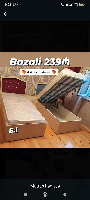 Bazalı tək nəfərlik çarpayı – 239₼ - Qaldırılan baza sistemi: geniş
