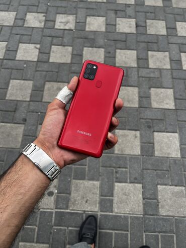 avtosistem elaqe: Samsung Galaxy A21S, 32 GB, rəng - Qırmızı, Düyməli, Barmaq izi, Face ID
