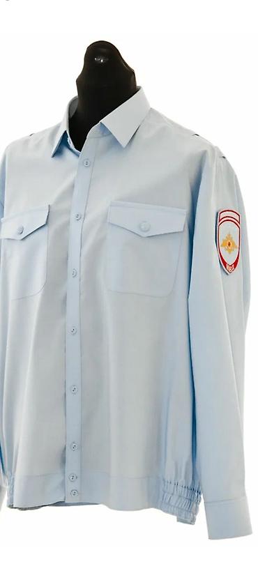 Рубашки: Белая форменная рубашка с длинным рукавом и накладными карманами с — 6