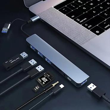 notebook cantası: 🔌 USB HUB 8-in-1 — Çoxfunksiyalı Adapter Bu çoxportlu USB HUB 8-in-1 — 6