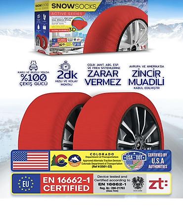 Аварийные аксессуары: Məhsul: SnowSocks Active Series – avtomobil üçün kar çorabı Təsvir — 1