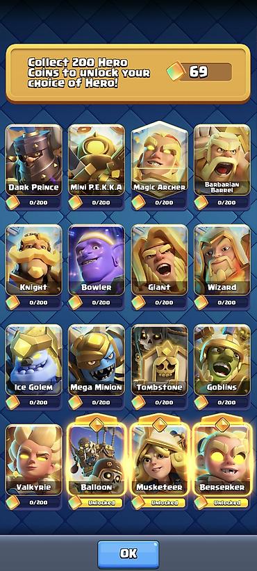 velosiped desna 2: İdeal clash royale hesabı
8000 kupa
3600 elmas 
5 evo
3 hero — 4