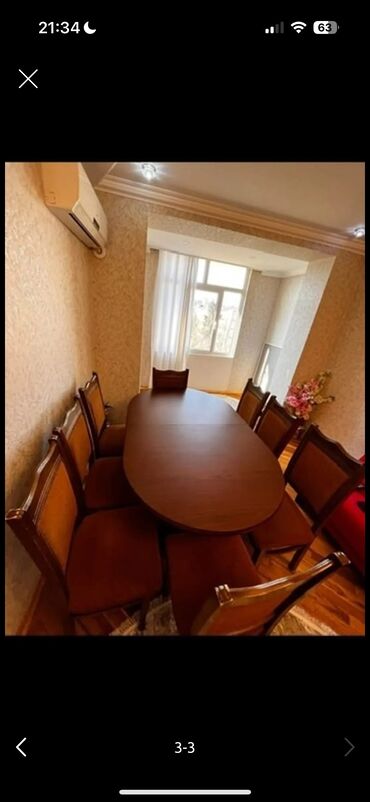 taxta oturacaqlar: Qonaq otağı üçün, İşlənmiş, Açılan, Oval masa, 8 stul