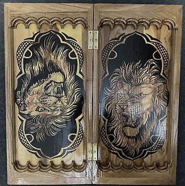 Нарды: Нарды ШАХМАТЫ на заказ ручной работы из дерева, украшенные резьбой — 6