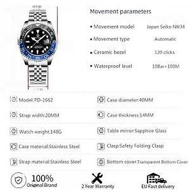 Ručni satovi: PAGANI DESIGN PD-1662 GMT -PEPSI- Rolex GMT-Master II - Auto Potpuno — 6