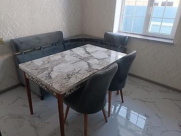 l masalar: Mətbəx üçün, Yeni, Açılan, Dördbucaq masa, 2 stul — 1