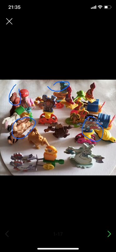 Oyuncaqlar: 1995 çi ilə aid qədimi kinder puzzle oyuncaqlar.Yeddi ədəddir.İdeal — 17