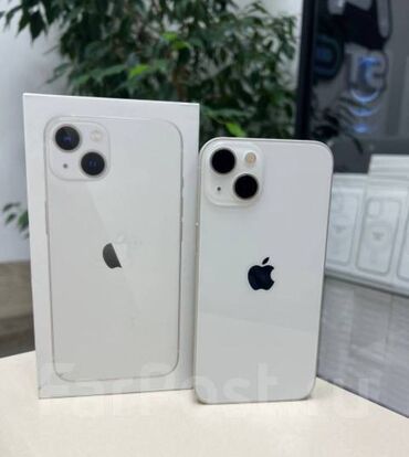 Apple iPhone: IPhone 13, Б/у, 128 ГБ, Белый, Зарядное устройство, Защитное стекло, Чехол, 87 %