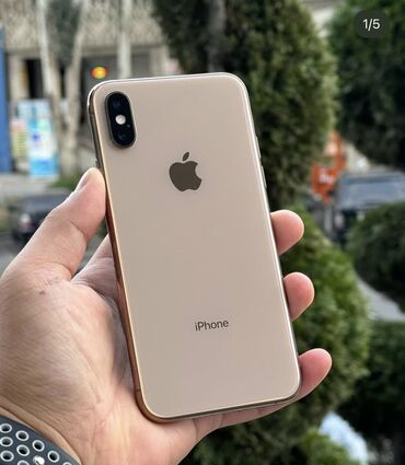 Apple iPhone: IPhone Xs, Б/у, 256 ГБ, Золотой, Защитное стекло, Чехол, Кабель, 79 %