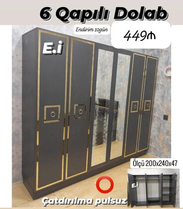 seyfi qapılar: Yeni, Açılan, 6 qapı Qarderob, paltar dolabı