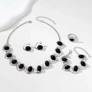 Setovi nakita: Set: Minđuše, Narukvica, Ogrlica, Materijal: Hirurški čelik — 4