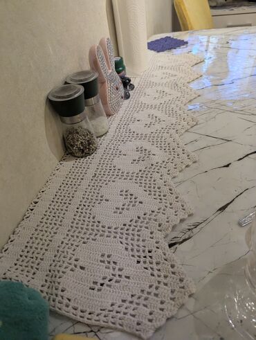 Другой текстиль: Большая вязаная салфетка 62 см. Мягкие нитки. приятная на ощупь. Цены — 5