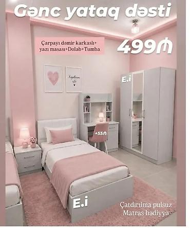 tum: Gənc yataq dəsti Komplekt: - Çarpayı (dəmir karkaslı) - Yazı masası - — 2