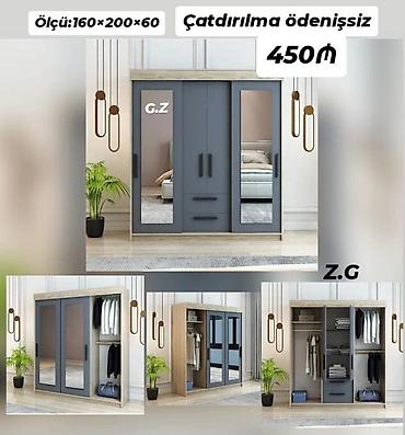 kombi şkaf: - Üç qapılı sürgülü qarderob - Ölçü: 160 × 200 × 60 sm - Rəng və — 1