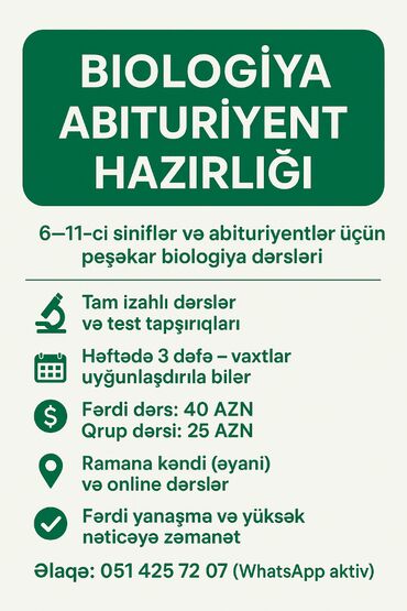 Repetitorlar: Repetitor, Biologiya, Abituriyent hazırlığı