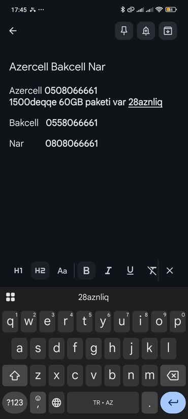 kabelsiz internet bakı: Mobil operator – Azercell, Bakcell, Nar 3cu birlikde satilir tektekde