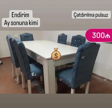 Qonaq otağı dəstləri: Masa ve oturacaq rəng seçimi var