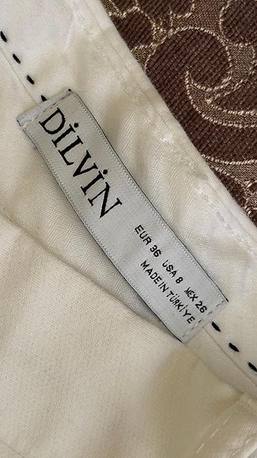 Şalvarlar: DİLVİN qadın şalvarı - Rəng: krem/ağ - Kəsim: düz paça, ön orta tikiş — 3