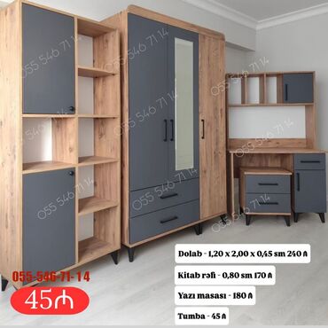 Yataq otağı dəstləri: Oğlan və qız üçün, Yeni, Yazı masası, Dolab