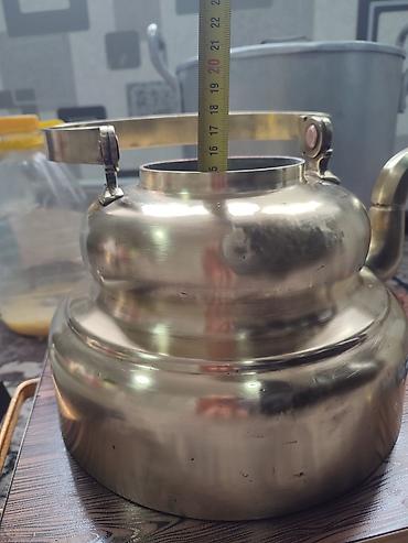 Чайники: Чайник антикварный латунный,дно медный, толщина стенки 2 мм,весь около — 12