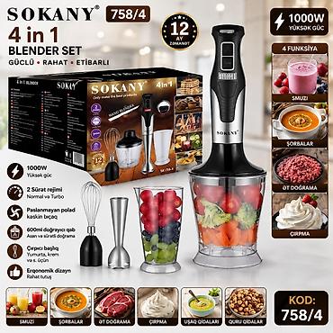 blender sokany: SOKANY 4 in 1 Blender Set – Kod: 758/4 Xüsusiyyətlər: - 1000W yüksək — 1