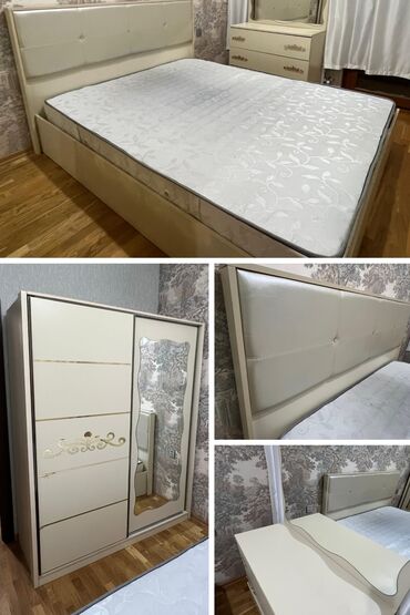 продам кровать двуспальную бу: Двуспальная кровать, Шкаф, Трюмо, Б/у